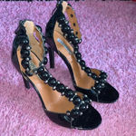 Cape Robbin  Beaded Black Strapped Heels Size 7.5 Photo 0