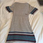 Roxy Grey Sweater Tunic Mini Dress S striped blue purple surfer beach surf gray Photo 2