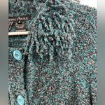 Michelle Nicole S shag trimmed slouchy long large button cardigan pockets Blue Photo 1