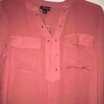 a.n.a NWOT  women’s sheer peach long sleeve top size PM Photo 8