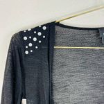 Rue 21 Women's Black Open Front Cardigan Small Studded Shoulder Lightweight Photo 4