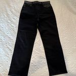 Loft  Black Straight Leg Jeans with leather Trim Waist Size 27 Photo 1