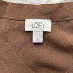 Loft Brown V Neck Stretch Ribbed Knit Short Sleeve Top Size Small Photo 5