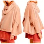 Free People  Huntington Oversized Cowl Neck Pullover Sweatshirt Orange Peach Sz S Photo 1