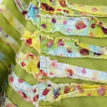 Life Style Raw Ribbon Ruffle Green & Pastel Shirt Button Front Fringe Colorful L Size L Photo 4