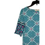 Aryeh Women's Dress Shift 3/4 Sleeve Magenta Print Round Neck Multicolor Medium Photo 3