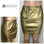 Anne Klein New. faux gold metallic mini skirt. 4/6 Photo 1