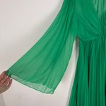 ASOS Designs Maternity Tie Back Fluted Sleeve Pleated Midi Dress in Kelly Green Size undefined Photo 6