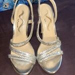 Nina  Size 8 Silver Strappy Chunk Heels Photo 3