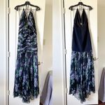 Carolina Herrera Floral Silk Chiffon Cutout Halter Maxi Gown Black Multi 4 NWT Photo 2