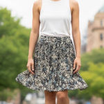 Old Navy Pleated Midi Skirt Womens Medium Multicolor Floral Boho Lined Flowy Photo 0