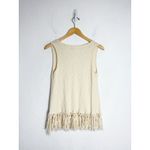 Anthropologie  Eri + Ali Cream Ribbed Knit Fringe Tank Top Medium Loose Tunic Photo 10