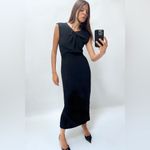 ZARA  MIDI Dress With Front Tie in Navy Blue Size XS Photo 2