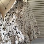 Gilly Hicks  Linen Happy Face Patterned Short Sleeve Buttoned Top Photo 1