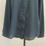 ZARA  Beaded Button Down Blouse XS Dark Green Semi Sheer Corpcore Boho Chic Artsy Photo 11