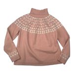 Duluth trading Co women's size XL fair isle wool Cozy Pink Turtleneck Sweater Photo 7