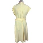 Athleta Newport Wrap Dress Yellow Pinstripe Short Sleeve Belted Midi Athletic L Photo 8