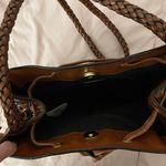 Talbots Woven Brown Leather @ Black Linen Lined Crossbody Bag, size 12x10 Photo 4