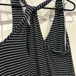 Athleta  Navy and White Striped Maxi Dress‎ Twist & Turn Back Women’s size Medium Photo 3