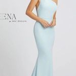 Mac Duggal One-Shoulder Jersey Mermaid Gown in Powder Blue US 8 Photo 2