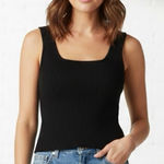 Reformation  Cashmere Black Ribbed Square Neck Cropped Sweater Tank Size XL Photo 0