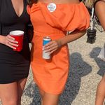 Orange Puff Sleeve Dress Size M Photo 0