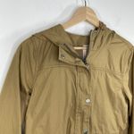 SO  Women Khaki Utility Jacket Size M Tan Full Zip Button Snap Hooded Lightweight Photo 3