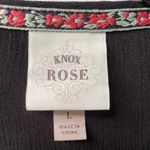 Knox Rose Boho Witchy Burnout Velvet Animal Print Fringe Black Women's Kimono Cardigan Photo 8