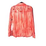 Cowgirl Hardware Pink Peach Western Embroidered Snap Button Up Sz XL Orange Photo 8