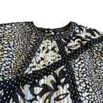 Diane Freis Georgette Black White Floral Dress Smocked Waist Asymmetrical Large Photo 1