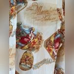 Vintage 1970s Lady Manhattan sheer, cream button up, cigar label novelty print Tan Size undefined Photo 1