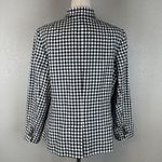 Talbots Womens One Button Blazer Size 16 Black White Gingham Plaid Linen Blend Photo 5