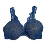 Thirdlove 32E 1/2 Lace Contour Plunge Bra 24/7 Blue Underwire Push Up Support Photo 1
