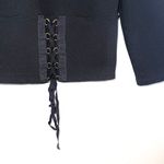 EXPRESS Black Lace Up Front Fitted Cropped Top Photo 5