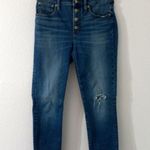J.Crew  29x25 9" Toothpick Button Fly Distressed Raw Hem Ankle Jeans Photo 1