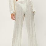 Nasty Gal Set of cream texture beach shirt and pants Photo 3