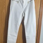 Michael Kors  High Rise White Jeans with Gold Accents Photo 0