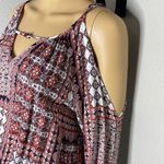 Paper Crane By Anthropologie Cold Shoulder Wine Black and White Dress Size Large Photo 2