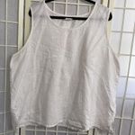 Hot Cotton Quiet Luxury Minimalist 100% Linen White Sleeveless Tank Top 3X Photo 0