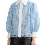 NWT Sister Jane Placid Blue Sky Lily Embroidered Floral Lace Blouse White Collar Size XS Photo 0