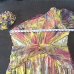 Women’s Floral One Shoulder Lightweight Summer Dress Leg Slit Cut Outs Size L Yellow Size L Photo 7
