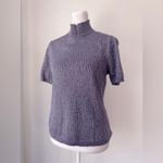 Vintage '00s Koret Purple Metallic Ribbed Short Sleeve Turtleneck Sweater Size M Photo 1