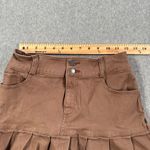 Hollister High Rise Mini Skirt Size X-Small Brown Denim Pleated Hem Y2k Photo 6