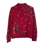 Coldwater Creek  Red Knit Ugly Holiday Sweater Cardigan Winter Activities Medium Photo 1