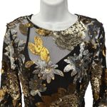 Topshop  Women's Black Gold Silver Floral Sequin Embellished Party Dress‎ Size 6 Photo 2