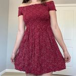 Brandy Melville  Caley smocked off the shoulder red floral dress Photo 5