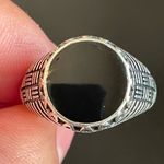 Round black obsidian S925 silver ring size 10.5 Photo 4