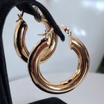 Chunky Hoop Earrings Gold Filled Tube Photo 5