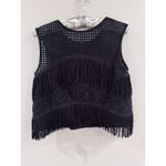Alexis  Black Fringe Hem Crop Top Western Size Small Festival Going Out $389 Photo 3