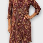 Sandra Darren  Suede Trim V Neck Long Sleeve Dress Size 10 Photo 0